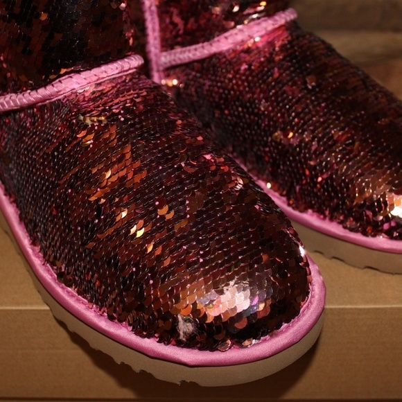 UGG SEQUIN SPARKLE Classic Boots NEW! PINK - Picture 6 of 7